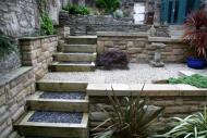 Edinburgh garden designers - note multi level terracing and retaining walls.