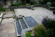 Edinburgh garden designers - note top view of terracing / stone dyke walling.